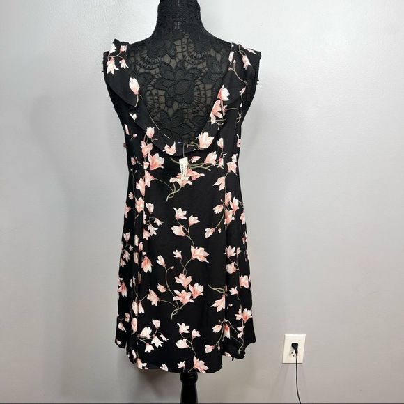 Sz XL Aeropostale Black Sleeveless Pink Floral Dress - Picture 4 of 10